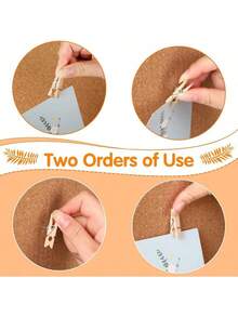20pcs Creative Wooden Clips, Photo Clips, Cork Board Pins, Multipurpose Pins Suitable For Cork Boards And Bulletin Boards, Office And Classroom Decor - Multicolor - View 5