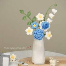 1 Set Finished Home Decor Openwork Rose, Lily Of The Valley Crochet Flowers, Handmade Floral Bouquet, Artificial Flowers, Knitted Flowers, Crochet Flowers, Handcraft Flowers, Valentine's Day Gift, Lucky Flower Bouquet