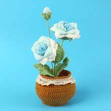 1 cây Bonsai hoa Tulip may mắn đan móc thủ công, chậu hoa trang trí xe hơi cho phòng khách lễ Phục sinh - Nhiều màu - Xem 25