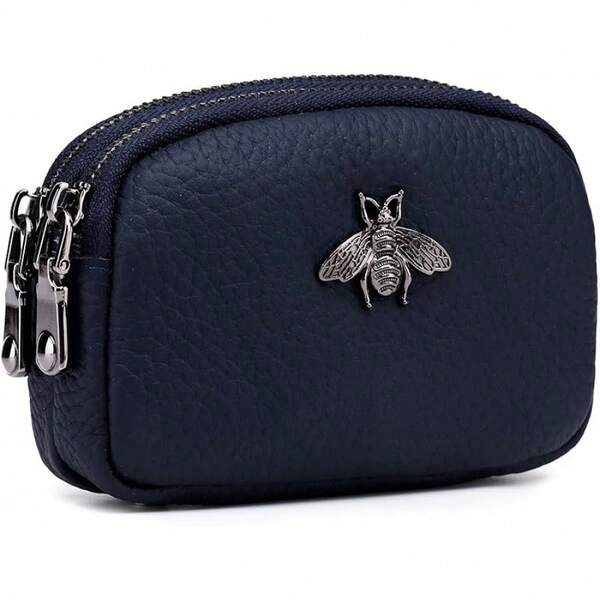 Imeetu Women Leather Coin Purse, Small 2 Zippered Change Pouch Wallet(Yellow)