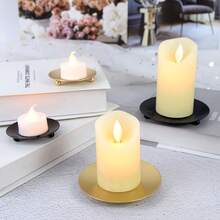 Iron Black Golden Candle Holders Pillar Metal Plate For Wedding Party Festival Candlestick Holder Art Gift Home Table Decoration - Black - View 9