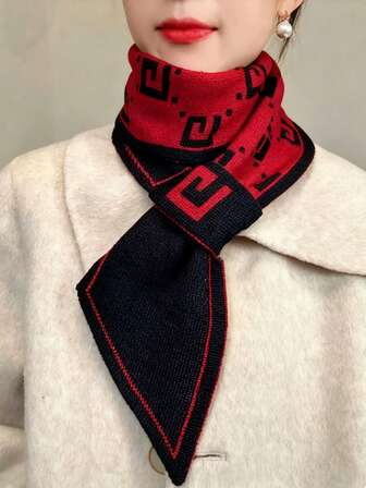 1pc Vintage Knitted Knitted Button Neck Warmer Scarf For Women, Fashion Versatile Neck Gaiter, Warm Neck Cover Shawl For Dress