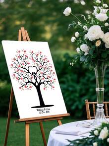 ​Wedding Fingerprint Guest Book - Unframed Canvas Sign-In Painting For Engagement/Bridal Shower