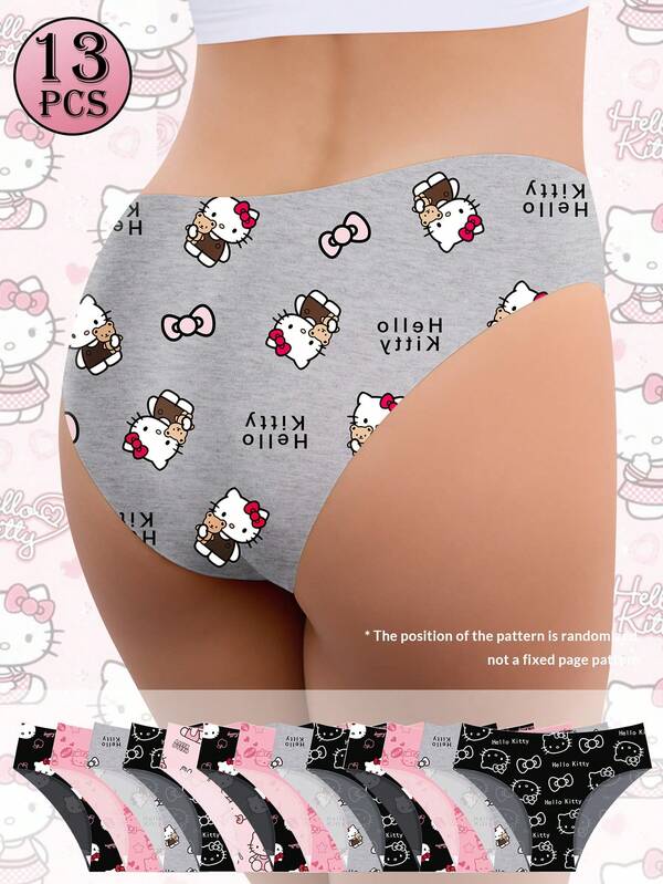 Sanrio 13pcs Pack Hello Kitty Printed Low-Rise Seamless Briefs For Women