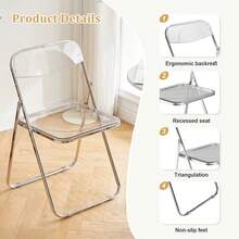 2-Piece/4-Piece/6-Piece Acrylic Folding Chair Sets, Stackable, Lightweight And Durable, Modern Armless Design, Suitable For Indoor/Outdoor Use, Perfect For Holiday Parties. - 透明色 - 查看 4