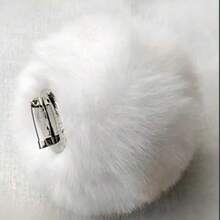 1pc Solid Color Cute Fluffy Rabbit Tail Decor, Suitable For Daily Wear - White - View 3