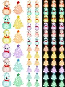 12 piezas Mini árbol de Navidad luminoso, muñeco de nieve de resina, decoración luminosa de muñeca, accesorios de decoración DIY, adornos de escena en miniatura, adecuado para bolsas de regalo de fiesta, decoraciones de jardín, decoraciones del hogar, regalos navideños