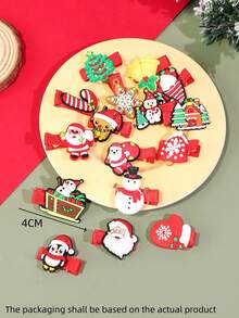 16pcs Women's Cute & Festive Christmas-Themed Hair Clips/Pins - Santa Claus, Snowman, Bells, Christmas Tree, Christmas Elements Decor For Bangs/Christmas Party, Claw Clips, Hair Claws, Hair Slide, Hair Barrettes