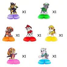 Paw Patrol Paw Patrol 7pcs Of Dog Patrol Team Honeycomb Ornaments, Party Supplies, Birthday Honeycomb Ball Table Decoration, Suitable For Birthday Parties, Party Small Gift Decoration (Random Style)