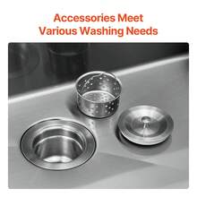 25 Inch Kitchen Sink Workstation, 304 Stainless Steel Top Mount Sinks, Drop-In Single Bowl Farmhouse Basin With Accessories, Household Dishwasher Sinks For RV, Prep Kitchen, And Bar (Black) - Black - View 6