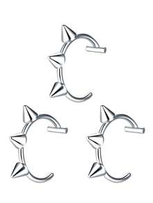 3 件/1 件不锈钢假鼻环 鼻中隔环 C 型夹 唇环 耳环 假鼻环 女士身体饰品 无穿孔