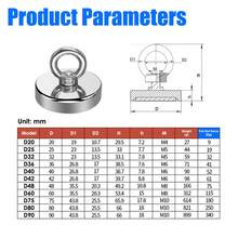 1 szt. | Siła naciągu 5-52 kg (≈11-115 funtów), magnes neodymowy z pierwiastkami ziem rzadkich serii D16-D42 do łowienia ryb i montażu na ścianie, wytrzymały okrągły magnes z oczkiem do podnoszenia/otworami centralnymi i wkrętami (łatwy do zawieszenia/montażu), średnica 16/20/25/32/36/42 mm, do wydobycia przedmiotów z jeziora/plaży/trawnika/rzeki/stawu i organizacji domu (przechowywanie na ścianie)