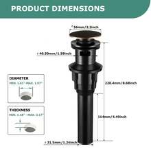 PARLOS Push & Seal Pop Up Drain Assembly Stopper For Bathroom Sink With Overflow Oil Rubbed Bronze, 20716 - Oil Rubbed Bronze - View 6