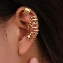 5 Pcs Non-Pierced Ear Bone Clip Set-European And American Fashion High-End Jewelry-Women's Earrings-Natural Earrings Earrings Men's Ear Clips-Earrings Sets-Gold Jewelry>Earrings-Ears-Ear Cuffs-Clip On Earring-Clip On Earrings Women-Christmas-Aretes Elegantes-Statement Earrings-Vintage Earrings-Earings Women Earring Sets-Earrings For Women-Gold Earrings-Gold Earrings Women 5 Pieces/Set Gold Bridal Clip-On Earrings Set Hole-Free Ear Bone Clip Creative Simple Personality Gold Leaf Hollow New Earrings C-Shaped Ear Clip - 金色 - 查看 3