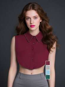 1pc Women's Exquisite Detachable Faux Collar With Handmade Faux Pearl Beaded Decor, Versatile For Daily Wear In Spring, Autumn And Winter For Dress For Christmas Decor