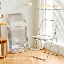 2-Piece/4-Piece/6-Piece Acrylic Folding Chair Sets, Stackable, Lightweight And Durable, Modern Armless Design, Suitable For Indoor/Outdoor Use, Perfect For Holiday Parties. - 透明色 - 查看 5