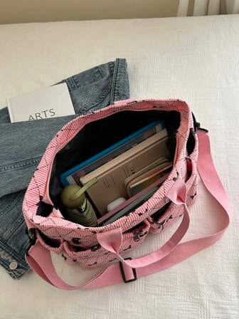 Fashionable Minimalist Large Capacity Multi-Pocket Shoulder Tote Bag, Suitable For School, Work, Travel, Can Be Worn Crossbody