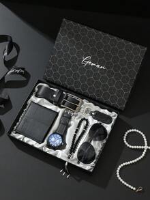 7pcs/Set Men's Watch Gift Box, Suitable For Boyfriend, Father's Day, Birthday, Wedding Anniversary, Valentine's Day, Teacher's Day, Graduation, Back To School - Black - View 5
