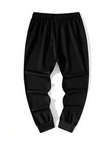 Quần dài dệt kim màu trơn dành cho nam cỡ lớn, đa năng và thoải mái cho cả hoạt động thể thao và giải trí, thời trang và thích hợp làm quà tặng cho bạn trai hoặc chồng. - màu đen - Xem 4