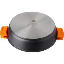 Cuisinons ensemble ! Casserole basse en titane Ecochef, induction, couvercle en verre de 30, antiadhésif QUANTANIUM écologique sans PFOA, aluminium coulé de 5 mm d'épaisseur, poignéen silicone, vitrocéramique, four - TAILLE - Voir 4