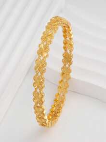 Adjustable 24K Gold Plated Fashion Bangle Bracelet For Women, Middle Eastern & African Style Jewelry - Yellow Gold - View 5