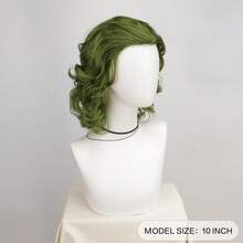 Parrucca verde ondulata da uomo - Stile fresco e affascinante, in fibra sintetica di poliestere, ideale per travestimenti da clown, feste di Ognissanti, costumi anime - Design versatile per varie occasioni