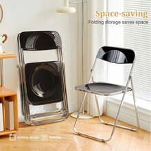 2-Piece/4-Piece/6-Piece Acrylic Folding Chair Sets, Stackable, Lightweight And Durable, Modern Armless Design, Suitable For Indoor/Outdoor Use, Perfect For Holiday Parties. - 黑色 - 查看 5