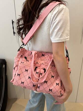 Fashionable Minimalist Large Capacity Multi-Pocket Shoulder Tote Bag, Suitable For School, Work, Travel, Can Be Worn Crossbody