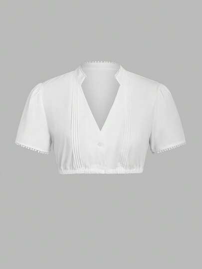 ii Women Oktoberfest Dirndl Blouse Bavarian Traditional Short Sleeve V Neck Dirndl Shirts 