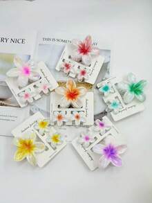 1pc/3pcs Iridescent Daisy Flower Claw Clips, Ombre Hair Clips, Fashion Hair Claw Suitable For Beach Vacation, Photo Shooting, Daily Wear Hair Accessories Autumn Accessories Fall Hair Clutch Winter Accessories