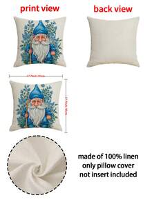 1 pieza/4 piezas Funda de almohada de lino con estampado de árbol de Navidad y duende regalo, 17.7*17.7 pulgadas/45X45cm, funda de cojín decorativa para habitación, dormitorio, sofá, sin relleno de almohada