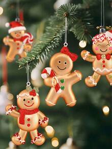 6 buc/1 cutie Decorațiuni pentru brad de Crăciun cu omuleț de turtă dulce - Ornamente de Crăciun cu sclipici roșu agățat, pentru sărbătorile de iarnă, Anul Nou, brad de Crăciun, Articole de sărbători, Decorațiuni pentru casă, Decorațiuni pentru cameră, Decorațiuni de sărbători, Decorațiuni pentru brad de Crăciun, Mobilier pentru casă de interior și exterior, Decorațiuni de Crăciun pentru casă, Decorațiuni de Crăciun - Roșu