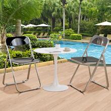 2-Piece/4-Piece/6-Piece Acrylic Folding Chair Sets, Stackable, Lightweight And Durable, Modern Armless Design, Suitable For Indoor/Outdoor Use, Perfect For Holiday Parties. - 黑色 - 查看 2
