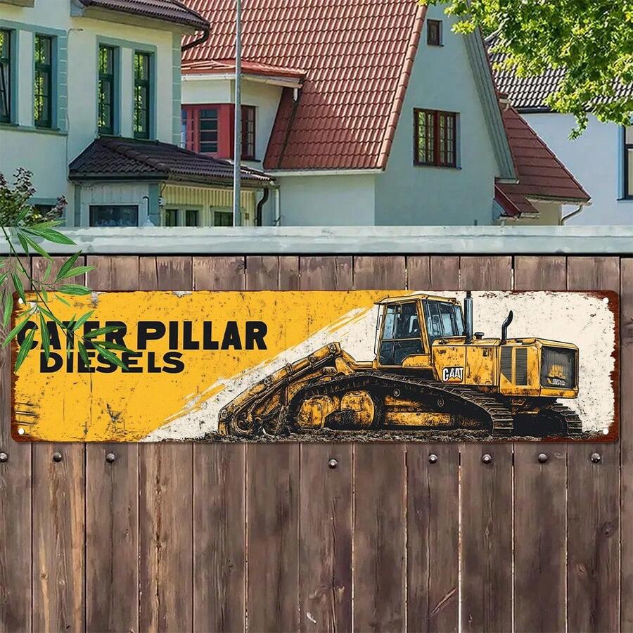 1pc, Retro "CATERPILLAR DIESELS" Metal Tin Sign, Garage Sign, Street Sign, Home Decor, Room Decor, Wall Decor, Restaurant Decor, Bar Decor, Cafe Decor, Garage Decor, Farmhouse Decor, 4 * 16 Inches, 2D Flat, Funny Tin Sign, Home Decor, Gifts - 黃色 - 查看 1