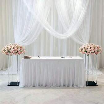 1pc Acrylic Wedding Flower Stand, Transparent Top Plate + Black Base Combination Flower Rack, Acrylic Vase Column Geometric Center Stand, T-Stage Event Reception Floral Display Rack, Suitable For Party, Wedding, Living Room Decor, Home, Single Apartment, Student Dorm