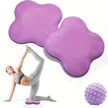 Set de 3 esterillas de yoga gruesas con pelota de masaje, rodilleras y coderas - Almohadilla de espuma extra gruesa para rodillas, codos, muñecas y cabeza - Esterilla para pilates y sentadillas profundas - Unisex, portátil para viajes
