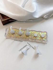 Paleta de arte de uñas con rhinestones acrílicos, lámina de oro, soporte para pinceles, puntas de práctica de uñas, cuentas de cristal de resina y decoración de flores láser - Kit DIY para salón en casa, novia, San Valentín, madre, hermana, novia
