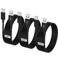1~3 条 USB A 转 USB C 快速充电线，3 英尺/6 英尺长车载充电器 Type C 线，兼容 17 16 15 Pro/Pro Max/Plus，兼容三星 Galaxy S25 S24 S23 S22 S21 S20 S10 A55 A54 翻盖手机 - 黑色 - 查看 12