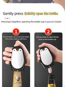 Penguin Bottle Opener, Cartoon Creative Bottle Cap Opener, Pressure-Activated Bottle Opener Tool For Beer, Champagne, Beverages, Home Use