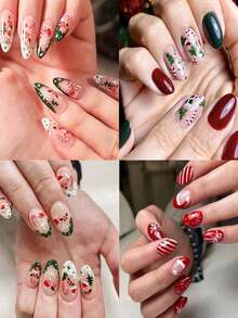 30 张圣诞美甲贴纸，30 件 3D 闪光自粘雪花雪人驯鹿铃铛指甲贴花，冬季指甲贴纸圣诞节圣诞树指甲装饰美甲用品 - 彩色的 - 查看 7