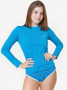 Children's Bikini Youth Long Sleeve Top Thermal Protection Swimsuit UV Sun Protection - Màu xanh lam - Xem 4
