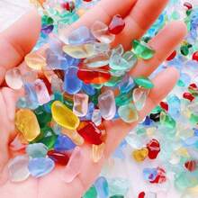 150/300/600g Pierres de verre de mer colorées et givrées - 0,35 à 0,59 pouces. Diverses pierres de verre de plage colorées et givrées, convenant pour le remplissage d'aquariums, la fabrication de bijoux, les bouteilles à vœux, le remplissage de vases, la réalisation de mosaïques artisanales, les cadres photo faits main et autres artisanats