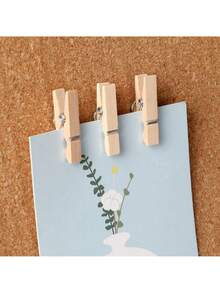20pcs Creative Wooden Clips, Photo Clips, Cork Board Pins, Multipurpose Pins Suitable For Cork Boards And Bulletin Boards, Office And Classroom Decor - Multicolor - View 4