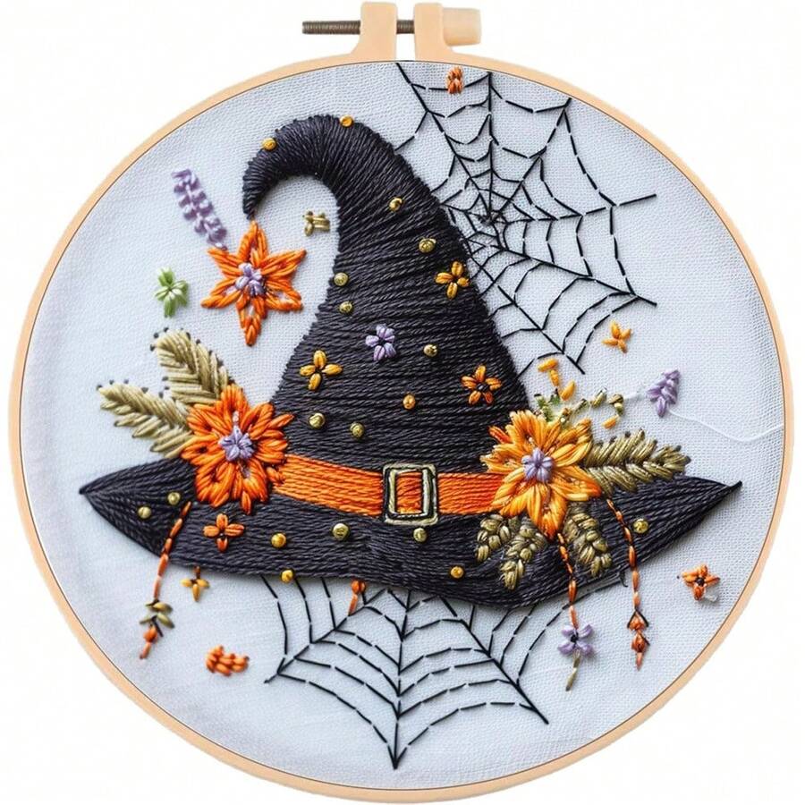1pc Halloween Embroidery Kit, Stamped Cross Stitch Kit Needlepoint Kit, Gothic Halloween Embroidery Starter Kit For Beginners Adults, DIY Adult Cross Stitch Kit - 3 - 查看 1