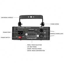 Oświetlenie dyskotekowe, oświetlenie imprezowe DJ-a, pilot z aktywacją dźwiękiem, obsługa DMX. Nadaje się do występów scenicznych, tworzenia atmosfery, dekoracji na imprezy, do barów, klubów KTV, na przyjęcia urodzinowe, Boże Narodzenie, Halloween, Walentynki, jako prezent noworoczny.
