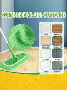 1/3/5/10 pièces Tampons de rechange de vadrouille verte réutilisables, compatibles avec les vadrouilles à balai. Parfaits pour le nettoyage des surfaces et des sols en bois dur (la vadrouille n'est pas incluse)