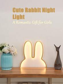 Nordischer Stil süßer Hase-Ohren Nachtlicht, LED Softlicht Schlafzimmer Nachttischlampe, dimmbar per Knopfdruck, verspieltes Design, gemütliche Tischdekoration für Kinderzimmer, Steckdosenlampe, Innenraum Stimmungslicht - 1 Stück