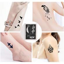 Plantillas de Tatuajes Temporales Reutilizables de PVC, 97 Diseños para Arte Corporal, Kit de Plantillas Huecas para Tatuajes de, Cosquillas, Halloween, Carnaval - 1 - Ver 4