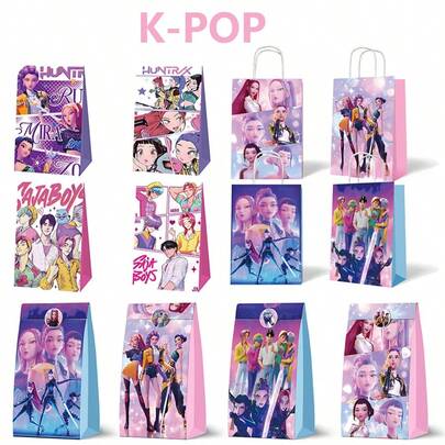 6/36 pezzi Scatole di caramelle per feste di compleanno a tema Cacciatori di demoni K-Pop, scatole di carta portatili, regali divertenti, decorazioni per feste a tema anime, forniture per organizzazione, confezioni regalo di Natale