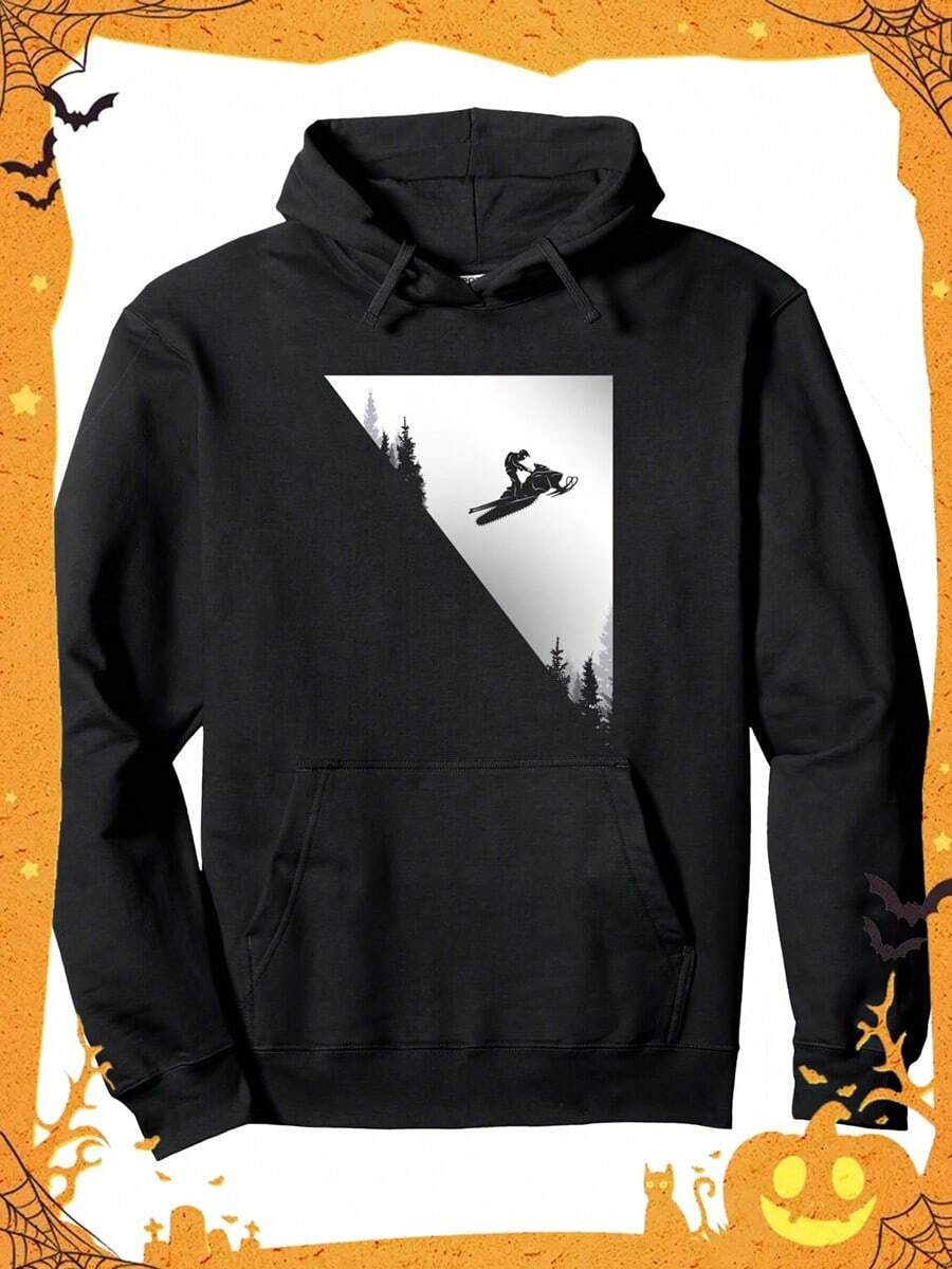 [Free Shipping]Mens Hoodie 280g 50 Cotton 50 Polyester   Snowmobile Pullover Hoodie (1),Fall Hoodies,Men's Fall Clothes,Street Wear,Halloween,Mens Hoodies,Y2k Clothes,Jesus Hoodie,Thanksgiving Day,Nightmare Before Christmas,Christmas,Street Fashion, Sporty Casual, All Season, Y2K Clothing, Christmas, Gift For Boyfriend,Printed & Shipped In USA - 黑色 - 查看 1